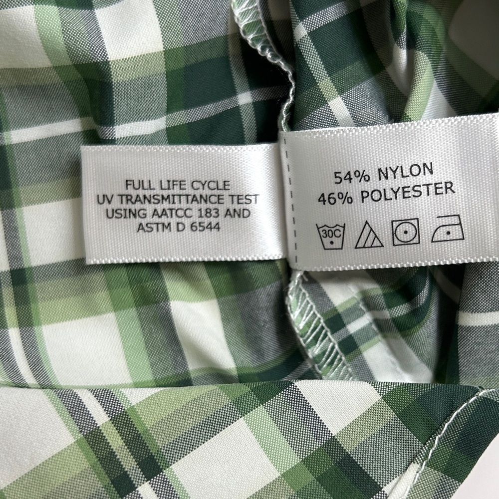 Coolibar men’s long sleeve green check plaid button down size L - Picture 6 of 9